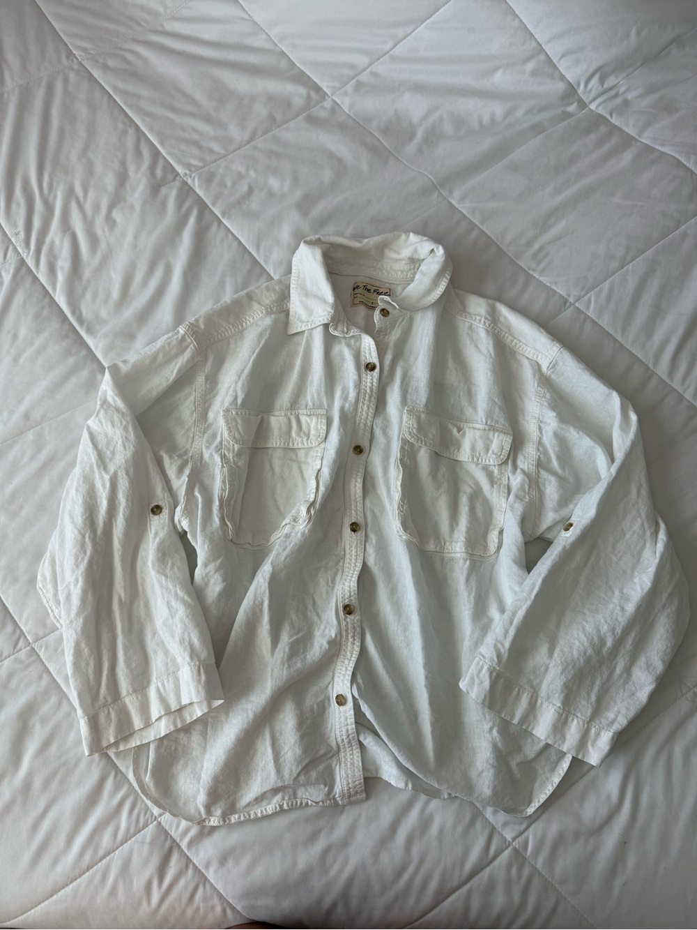 We The Free White Button-Up Flowy Shirt